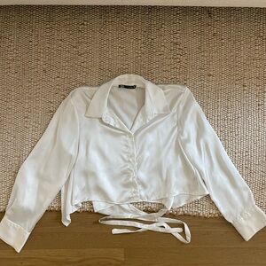 Zara White Button-Up Blouse